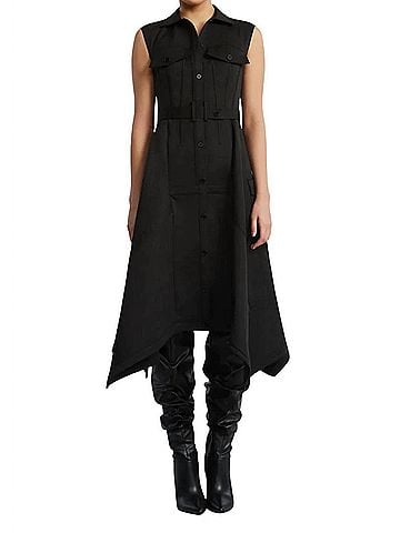 BCBGMAXAZRIA Taffeta Twill Midi Dress in Black (view 2)