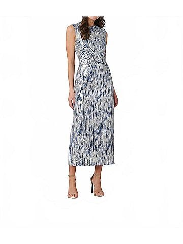 Shoshanna Women's Alta Dress in Light Blue/Silver (view 2)