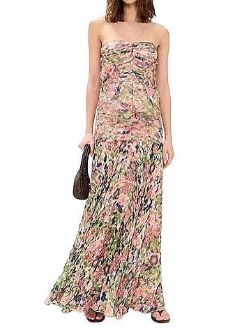 Saloni Kristie Long Dress in Rosette (view 2)