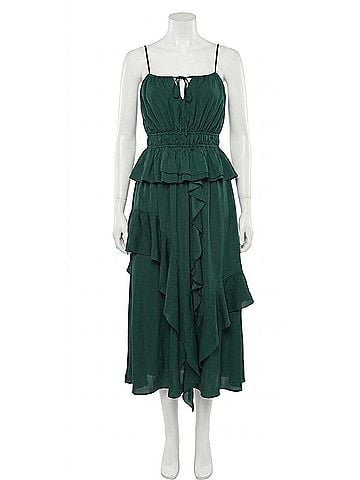 Miss Me Forest Ruffle Dress in Green (view 1)
