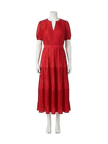 Current Air Pleated Maxi Dress in Red (view 1)