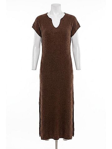 Blu Pepper Knit Midi Dress in Brown (view 1)