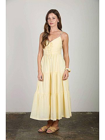 Mine Solana Midi Dress in Butter Yellow (view 2)
