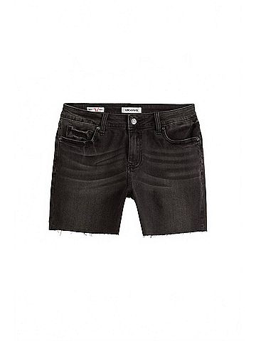 Vigoss Women's Mid Rise Cut Off Bermuda Shorts in Washed Black (view 1)