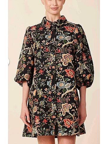 Dolce Cabo Tapestry Sleeve Dress in Black/ Floral (view 2)