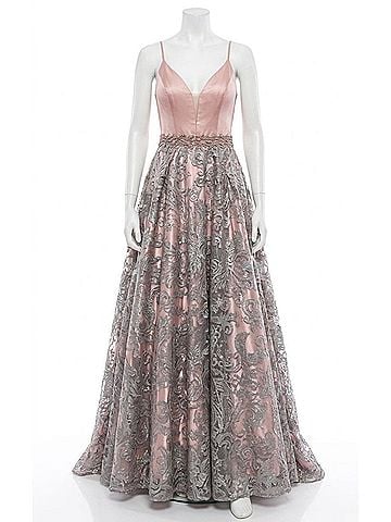 Coya Collection Floral Sequin Dress in Dusty Blush/Silver (view 1)