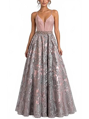 Coya Collection Floral Sequin Dress in Dusty Blush/Silver (view 2)