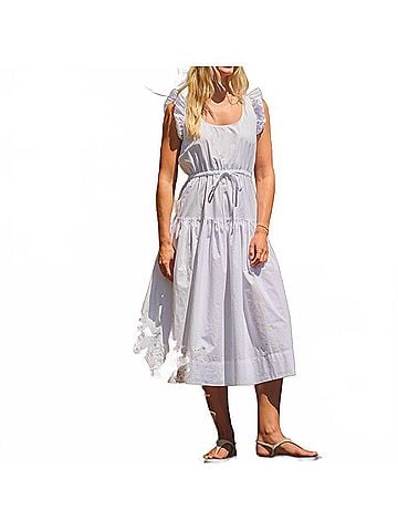 Sundry Pleated Dress in Sea Breeze (view 2)