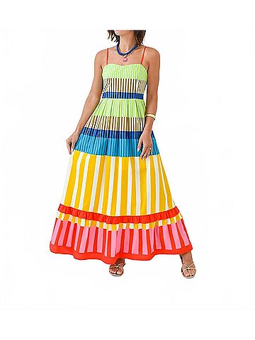 Karlie Stripe Maxi Dress in Multi (view 2)