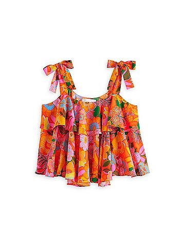 Sugarlips Julie Tiered Tank in Orange-Floral (view 1)