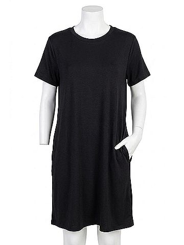 Yelete Side Pockets On The Go T-Shirt Mini Dress in Black (view 1)