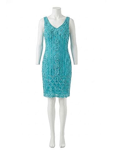 Sue Wong Embroidered Lace Cocktail Dress in Marine (view 1)