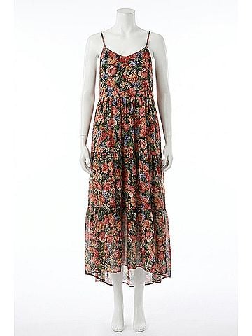 Mittoshop Evans Floral Tiered Maxi Dress in Black Red Chiffon (view 1)
