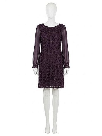 Connected Apparel Short Evening Shift Dress in Aubergine (view 1)