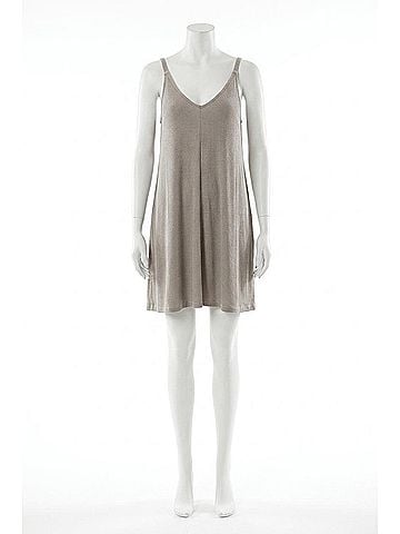 Be Cool Ribbed V-Neck Knit Mini Dress in Grey Brown (view 1)