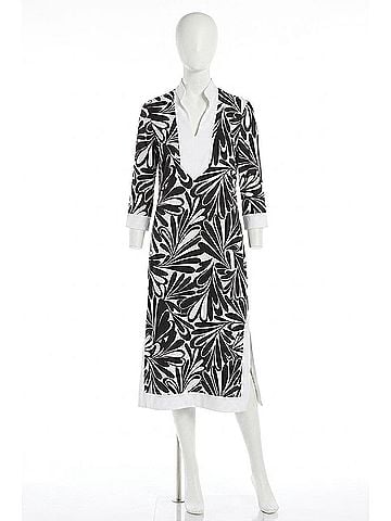 Jude Connally Katie Dress in Decorative Fan Black/White (view 1)