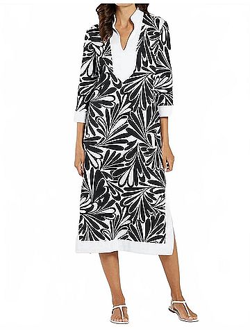 Jude Connally Katie Dress in Decorative Fan Black/White (view 2)