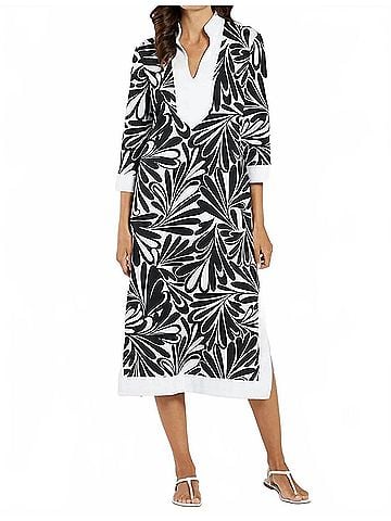 Jude Connally Katie Dress in Decorative Fan Black/White (view 2)