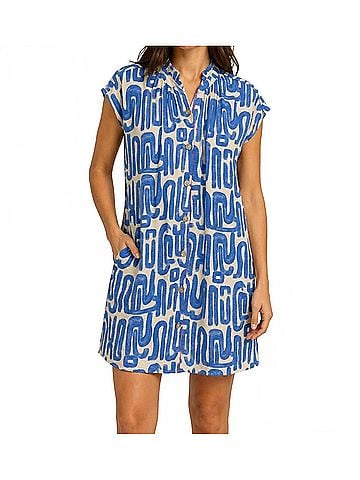 THML Coastal Maze Dress in Blue (view 2)