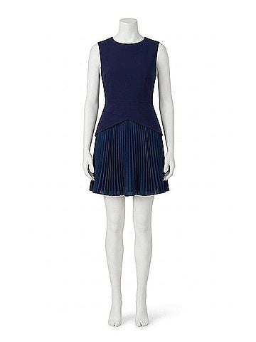 Milly Haddy Pleated Mini Dress in Blue (view 1)