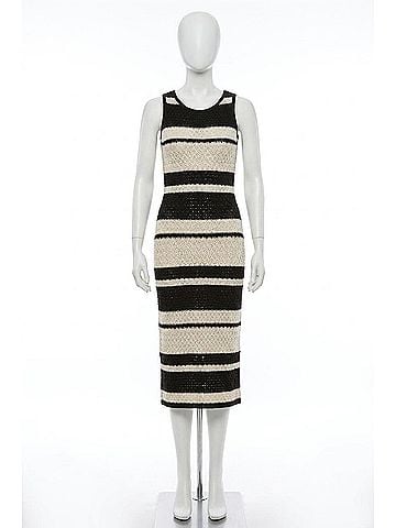 Blu Pepper Santorini Stripe Knit Midi Dress in Dark Grey (view 1)