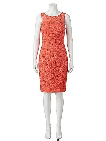 Sue Wong Sleeveless Soutache Embroidered Dress in Flame (view 1)