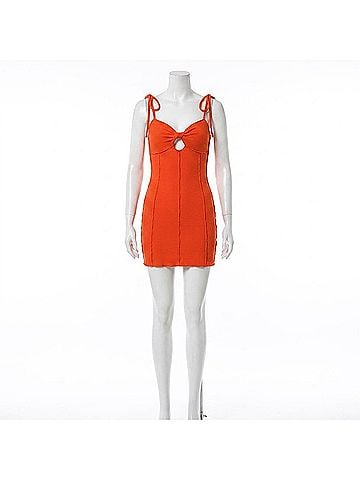 Lumiere Twist Front Dress in Tomato Red (view 1)