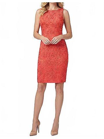 Sue Wong Sleeveless Soutache Embroidered Dress in Flame (view 2)