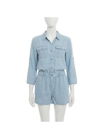Tart Collections Dale Romper in Light Wash (view 1)