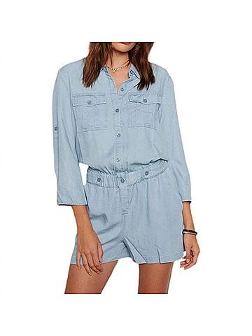 Tart Collections Dale Romper in Light Wash (view 2)