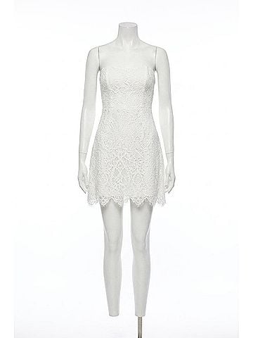 Lulus Markia Lace Strapless Mini Dress in White (view 1)