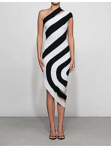 Et Ochs Women's Stellan Knit Midi Dress in Black / White (view 2)