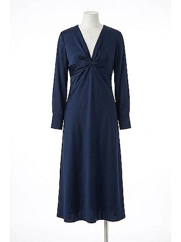 Maggy London Long Sleeve Twisted Knot Midi Dress in Twilight Navy (view 1)