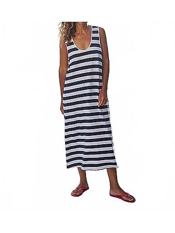Frank & Eileen Dylan Scoop Neck Midi Dress in Nautical Stripe (view 2)