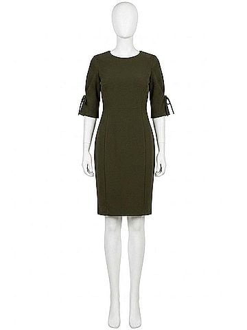 Connected Apparel Cocktail Sheath Dress in Olive (view 1)