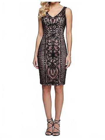 Sue Wong Sleeveless Embroidered Swirl Party Dress in Black Rose (view 2)