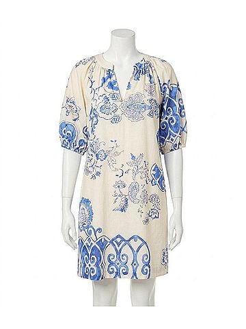 Karen Kane Puff Sleeve Peasant Dress in Print (view 1)