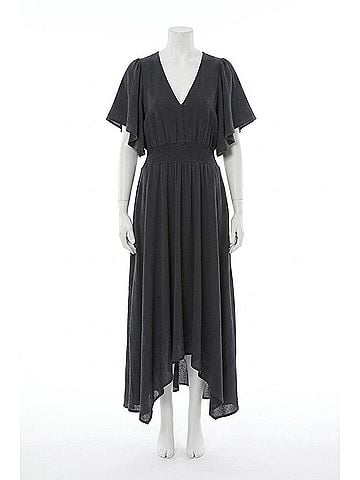 Grade & Gather Cotton Gauze Smocked Waist Maxi Dress in Midnight (view 1)