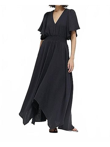 Grade & Gather Cotton Gauze Smocked Waist Maxi Dress in Midnight (view 2)