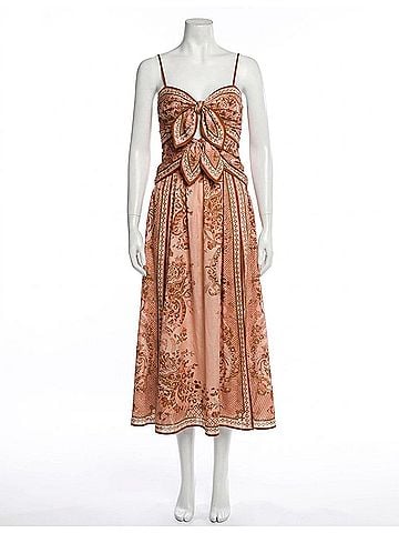 Zimmermann Aster Scarf Midi Dress in Pink Paisley Floral (view 1)