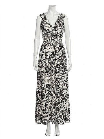 Molly Bracken Women's Smocked Maxi Dress in Black Hawaii (view 1)