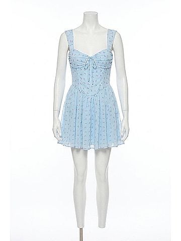 For Love & Lemons Amore Bouquet Corset Mini Dress in Blue (view 1)
