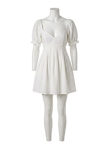Lulus Love The Feeling Puff Sleeve Lace-Up Cutout Mini Dress in White (view 1)