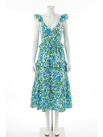Sugarlips Bivore Floral Tiered Maxi Dress in Blue/Green (view 1)
