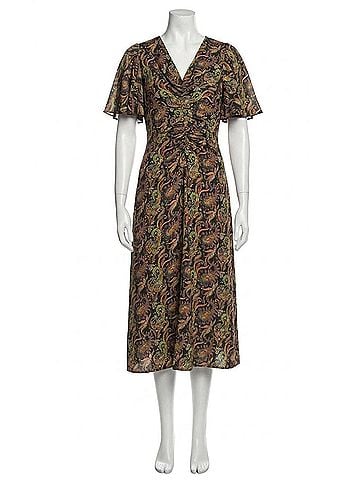 Shoshanna Drew Midi Dress in Jet Teal Rust Multi (view 1)