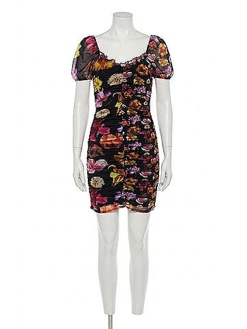 Desigual Short Ruched Dress in Black (view 1)