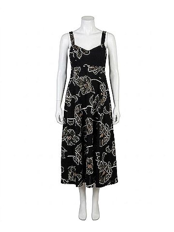 Blu Pepper Floral Embroidered Spaghetti Strap Midi Dress in Black (view 1)