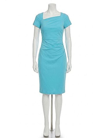 Maggy London Asymmetrical Neckline Sheath Dress in Aqua (view 1)