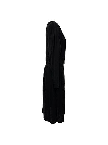 Vanessa Bruno Vanessa Bruno V-Neck Long Sleeve Midi Dress in Black Viscose (view 2)