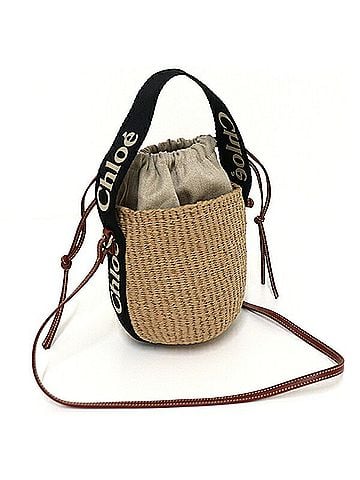 Chloé Chloé Chloe Woody Small Basket Bag Shoulder CHC23AS381L18915 Black Beige (view 1)